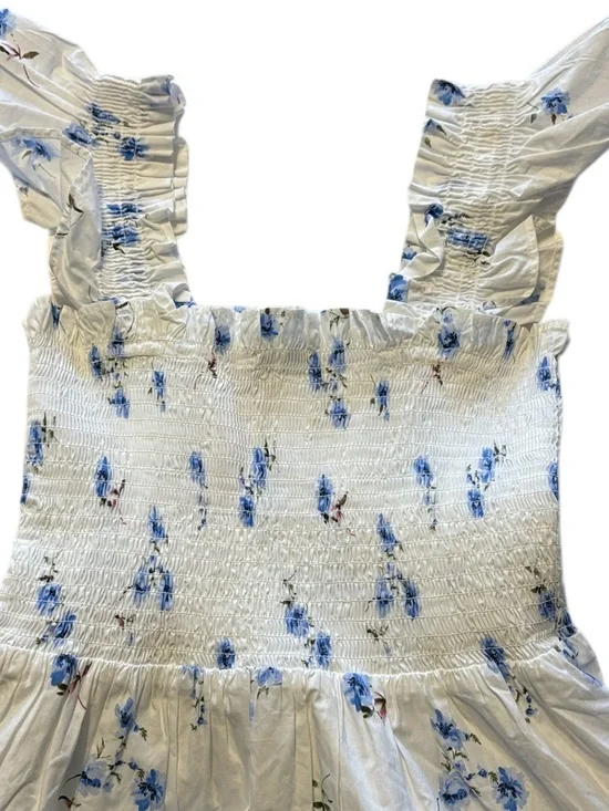 Quince 100% Organic Cotton Poplin Smocked Midi Dress Size Small Romantic Stems - Picture 7 of 12